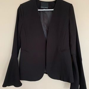 Harlow & Graham ruffle bell sleeve blazer